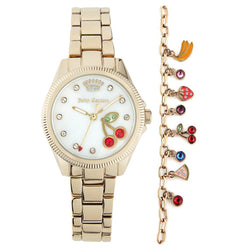 Juicy Couture Gold-Tone Band White Mother of Pearl Dial Women's Watch & Bracelet with Charms - JC1166GBST