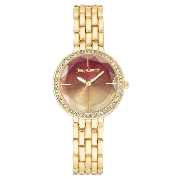 Juicy Couture Gold Mixed Metal Red Dial Women's Watch - JC1208REGB