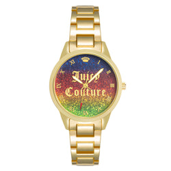 Juicy Couture Gold Band Rainbow Glitter Ombre Dial Women's Watch - JC1276RBGB