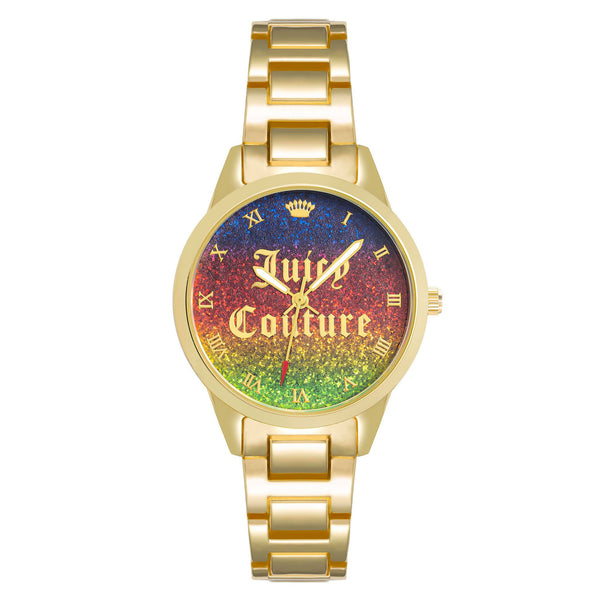 Juicy Couture Gold Band Rainbow Glitter Ombre Dial Women's Watch - JC1276RBGB