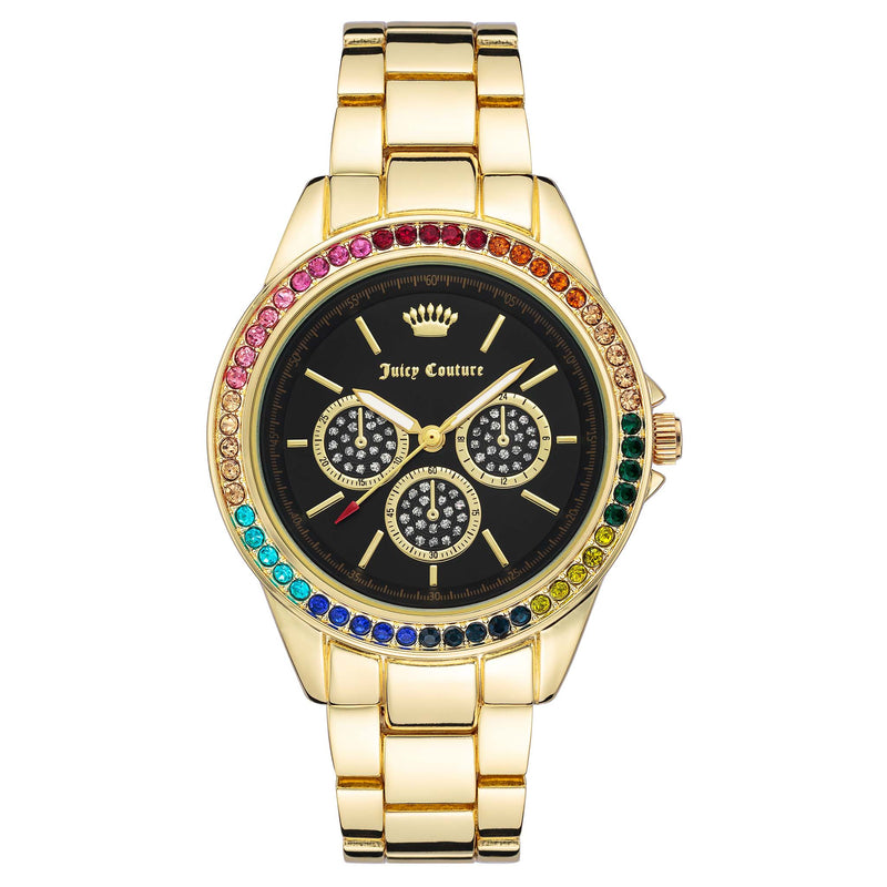 Juicy Couture Goldtone Mixed Metal Black Dial Women's Watch - JC1284BKGB
