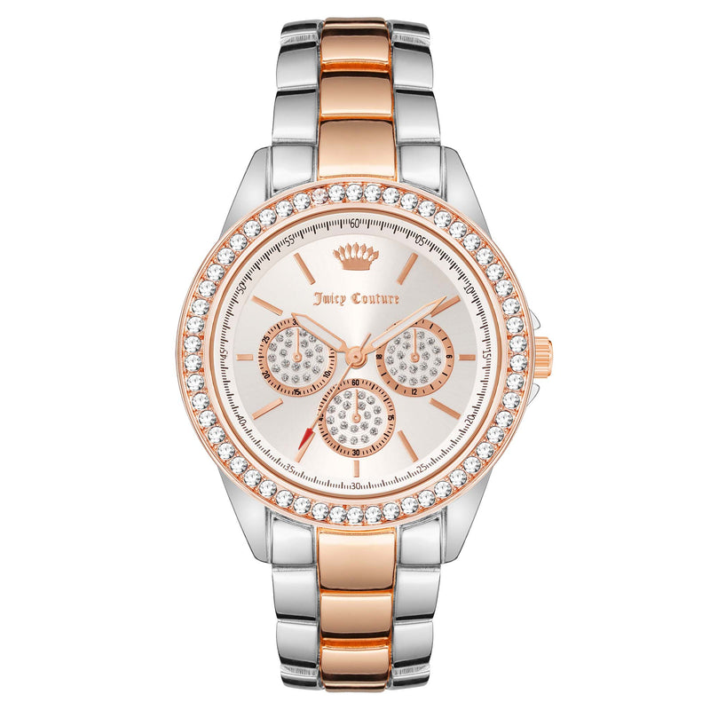 Juicy Couture 2T Wcs/Rose Gold Mixed Metal Silver Dial Women's Watch - JC1285SVRT