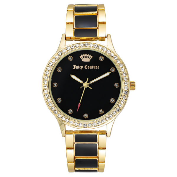Juicy Couture Goldtone With Black Epoxy Metal Black Dial Women's Watch - JC1348GPBK