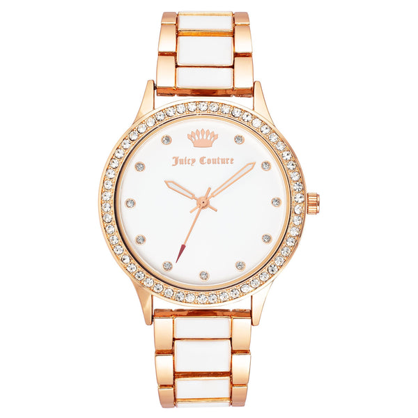 Juicy Couture Rose Gold With White Epoxy Metal White Dial Women's Watch - JC1348RGWT