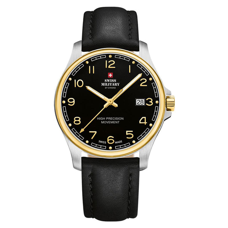 Swiss Military Black Leather Men's Watch - SM30200.27