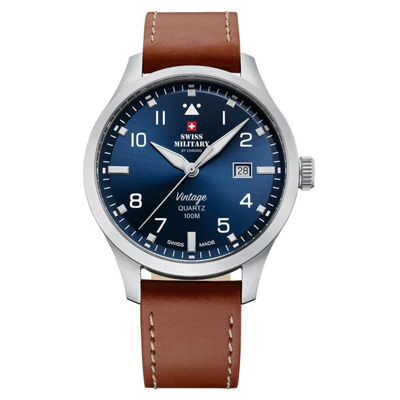 Swiss Military Brown Leather Men's Watch - SM34078.07