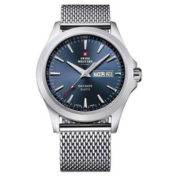 Swiss Military Silver Mesh Blue Dial Men's Watch - SMP36040.03