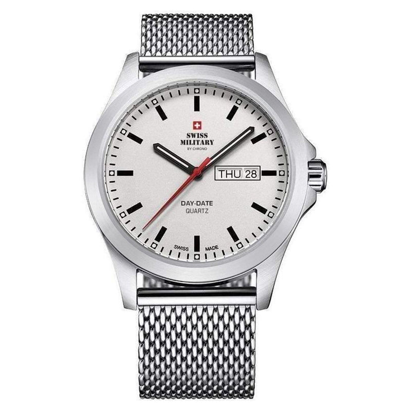 Swiss Military Silver Mesh White Dial Men's Watch - SMP36040.10