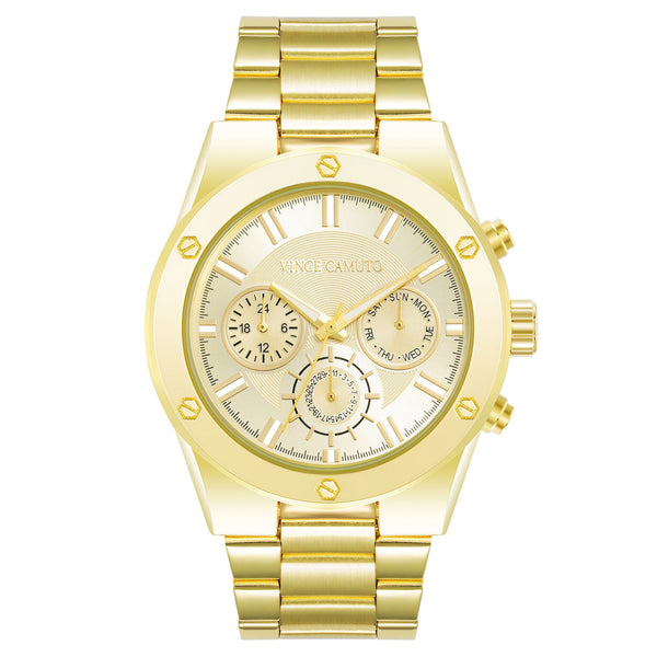 Vince Camuto Gold Steel Champagne Dial Multi-function Men's Watch - VC1104CHGP