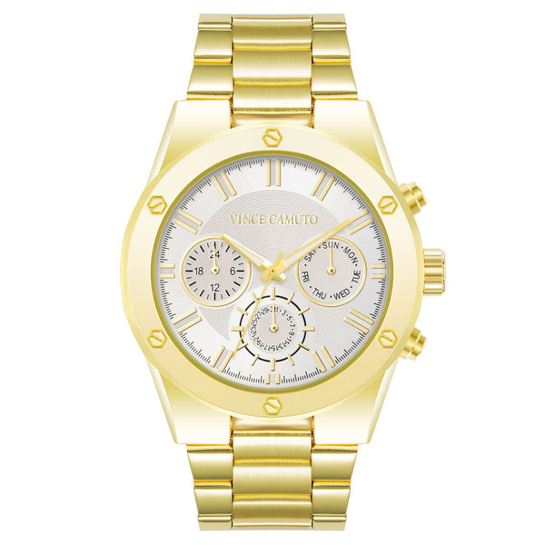 Vince Camuto Gold Steel Silver Dial Multi-function Men's Watch - VC1104WTGP