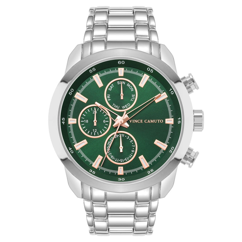 Vince Camuto Silver-Tone Band Green Dial Men's Watch - VC1133GRSV