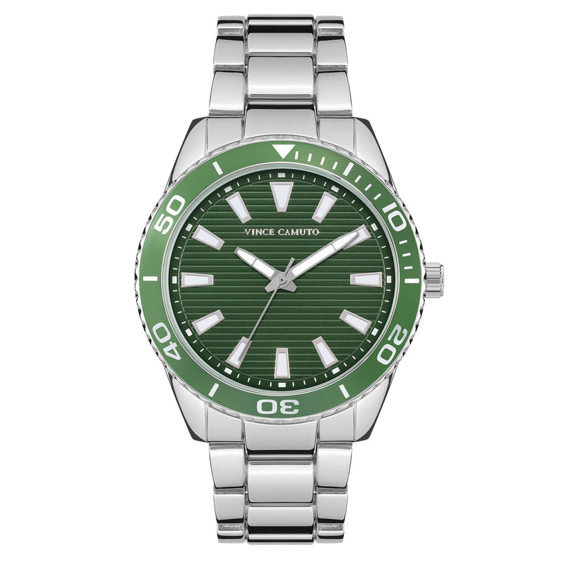 Vince Camuto Silvertone Green Dial Men's Watch - VC8015GRSV
