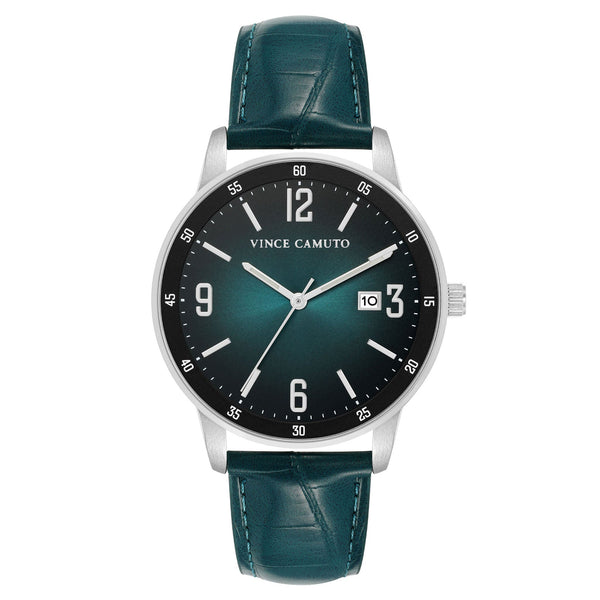 Vince Camuto Leather Teal Ombre Dial Men's Watch - VC8048SVTLTL
