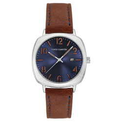 Vince Camuto Brown Leather Navy Dial Men's Watch - VC8051SVNVLG