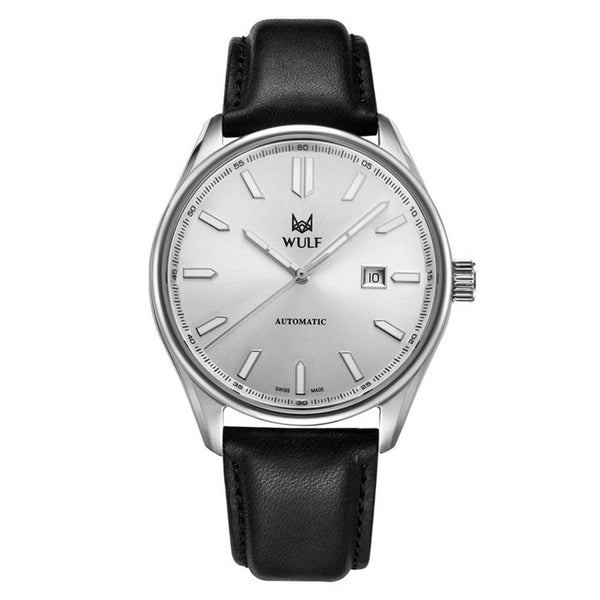 WULF Alpha 43mm Black Leather Automatic Swiss Made Unisex Watch - WF04.01