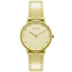 Q-era Metallic Gold Leather Women's Watch - QV2801-91