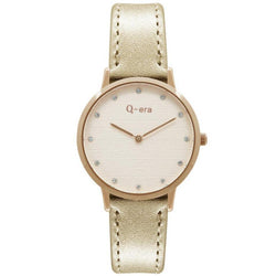 Q-era Metallic Rose Gold Leather Women's Watch - QV2801-92
